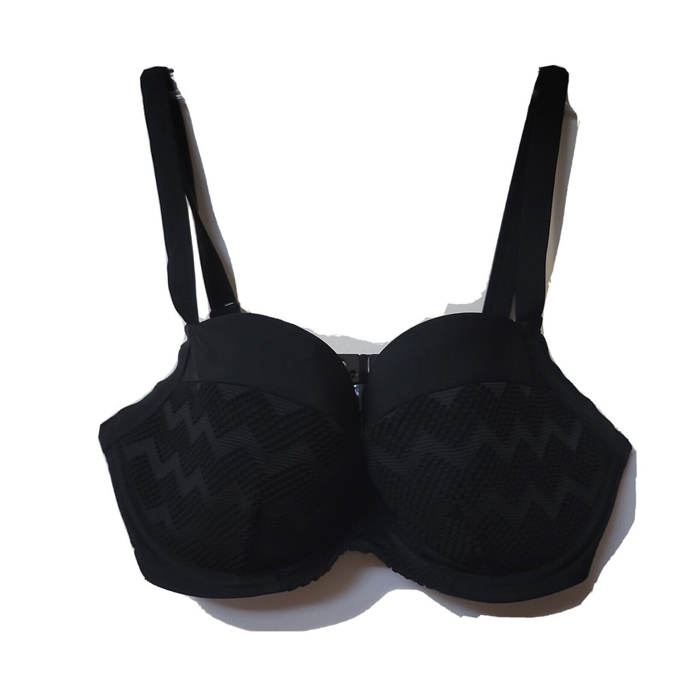 NWT Curvy Kate Size 32DDD Hi Voltage Balcony Bikini Black Wired Lycra Xtra Life